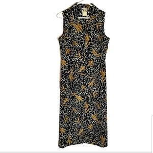 Promises Petite Maxi Dress Women's 12P Button Front Animal Print USA